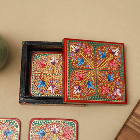 Red - handpainted paper mache coaster with box (set of 6)