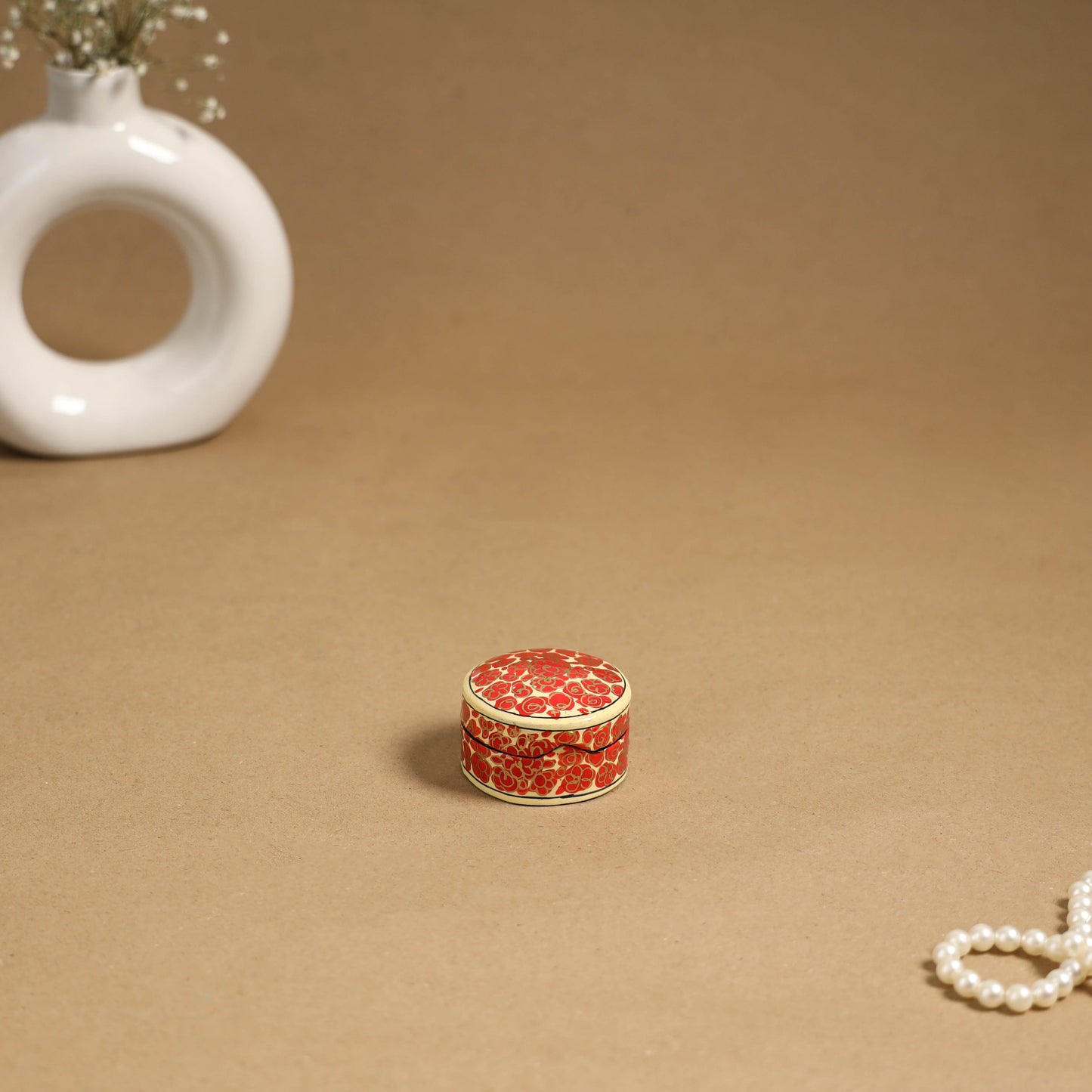 Red - handpainted paper mache multipurpose box 01