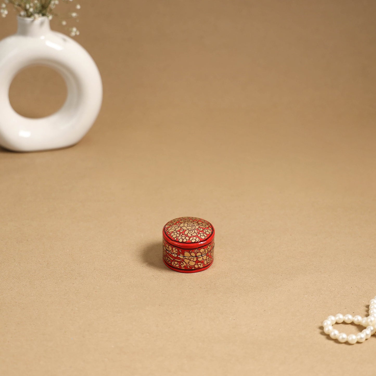 Red - handpainted paper mache multipurpose box 04