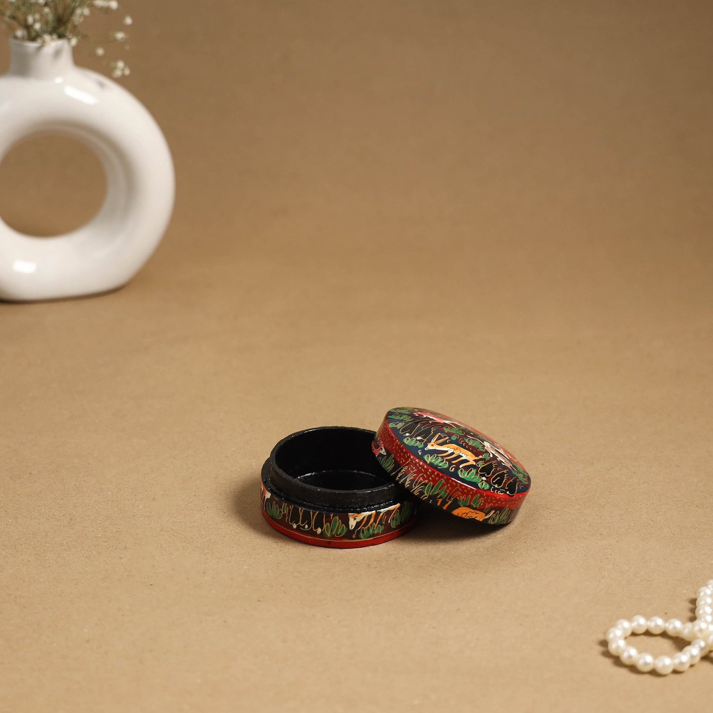 Red - handpainted paper mache multipurpose box 09