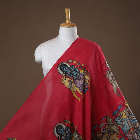 Handpainted srikalahasti silk cotton pen kalamkari fabric