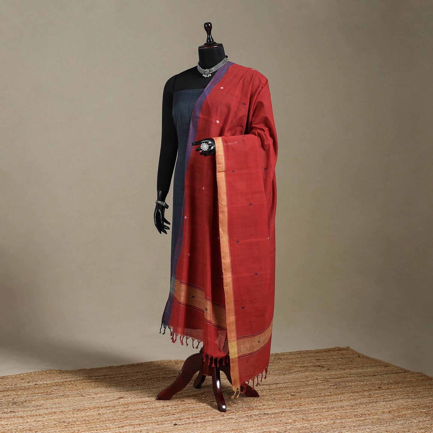 Peach - handspun handloom buti natural dyed cotton