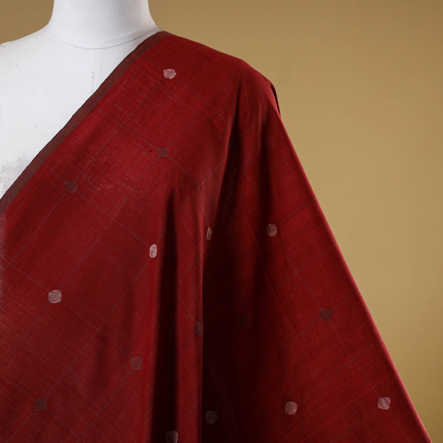 Red - handspun handloom natural dyed cotton buti srikakulam