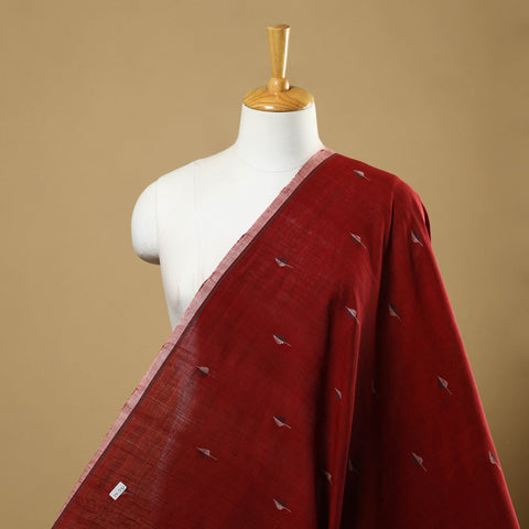 Red Handspun Handloom Natural Dyed Cotton Jamdani Fabric