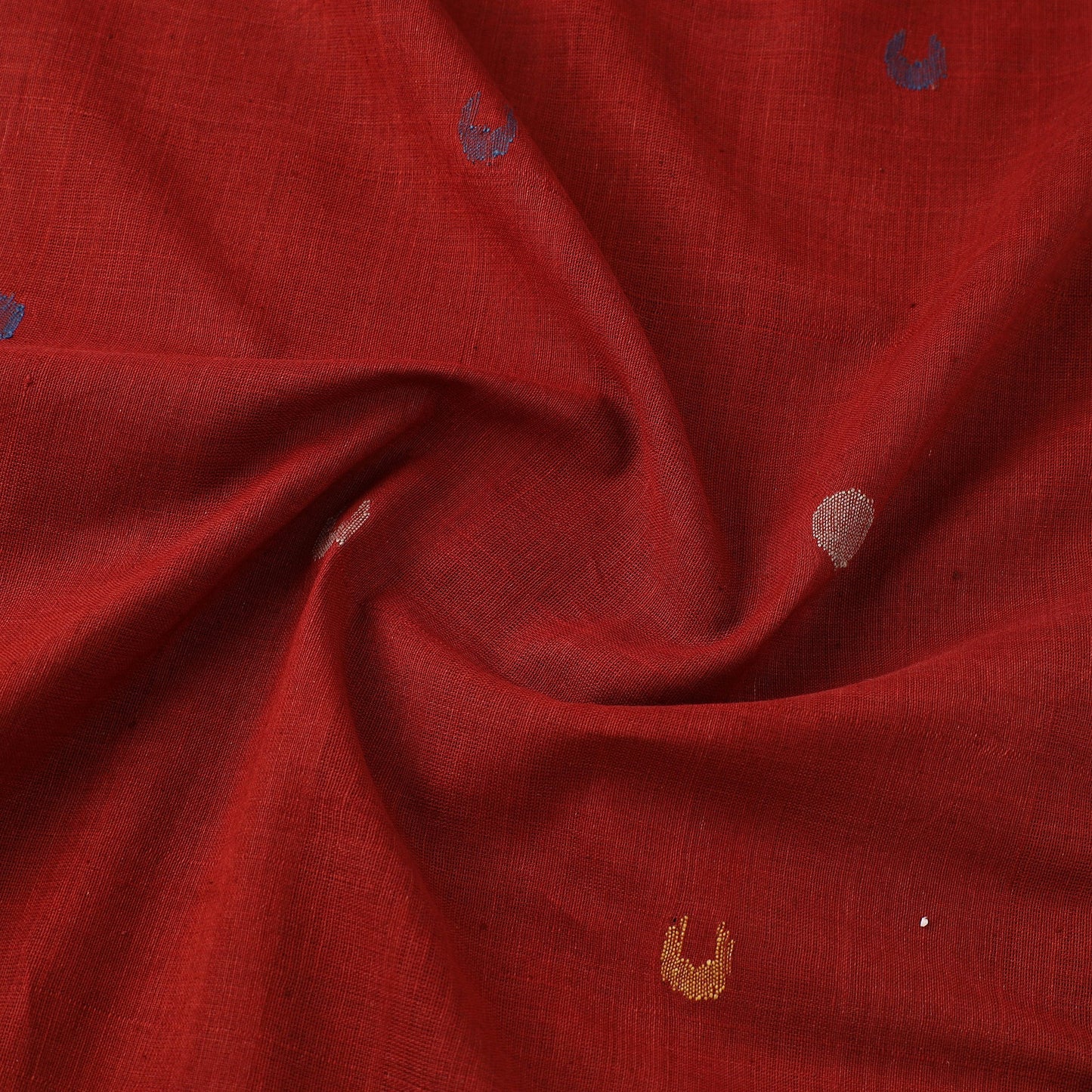 Red Handspun Handloom Natural Dyed Cotton Jamdani Fabric