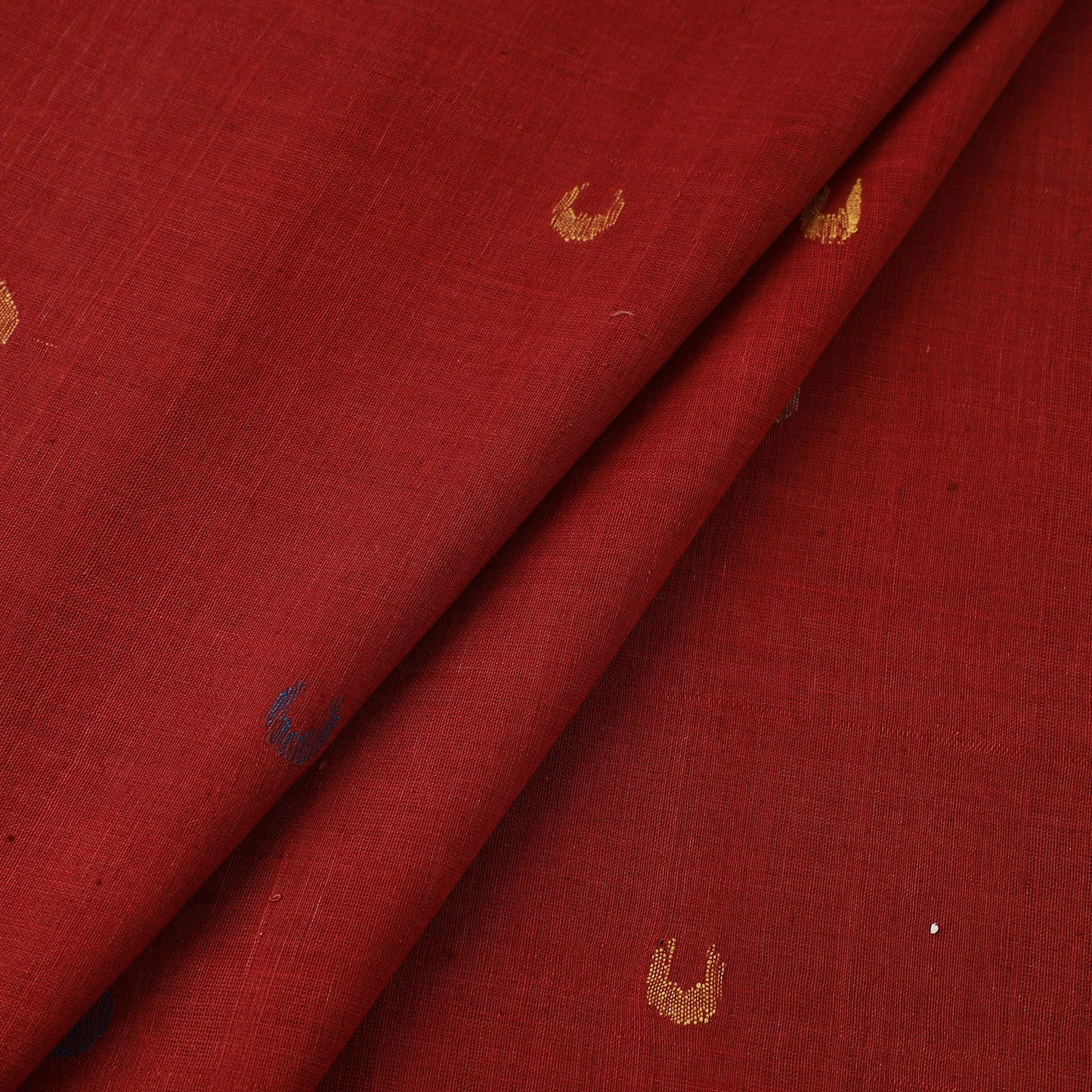 Red Handspun Handloom Natural Dyed Cotton Jamdani Fabric