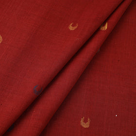 Red Handspun Handloom Natural Dyed Cotton Jamdani Fabric