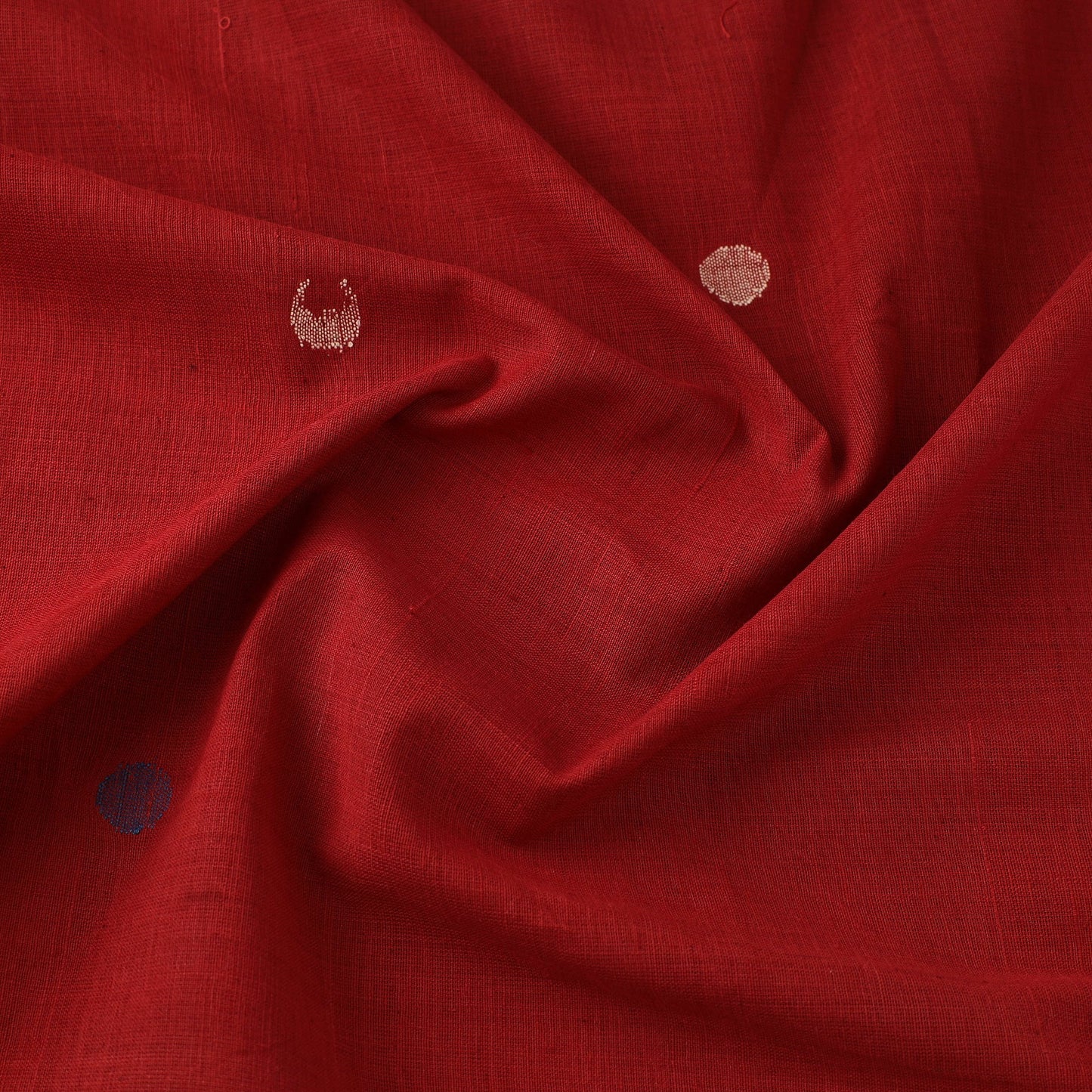 Red Handspun Handloom Natural Dyed Cotton Jamdani Fabric