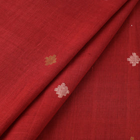 Red Handspun Handloom Natural Dyed Cotton Jamdani Fabric
