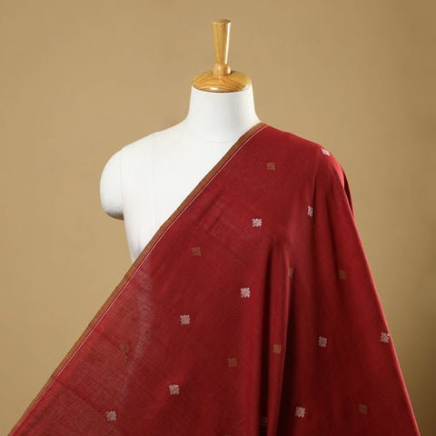 Red Handspun Handloom Natural Dyed Cotton Jamdani Fabric