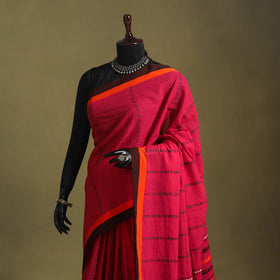 Red - handwoven cotton begumpuri saree 06 - handcrafted