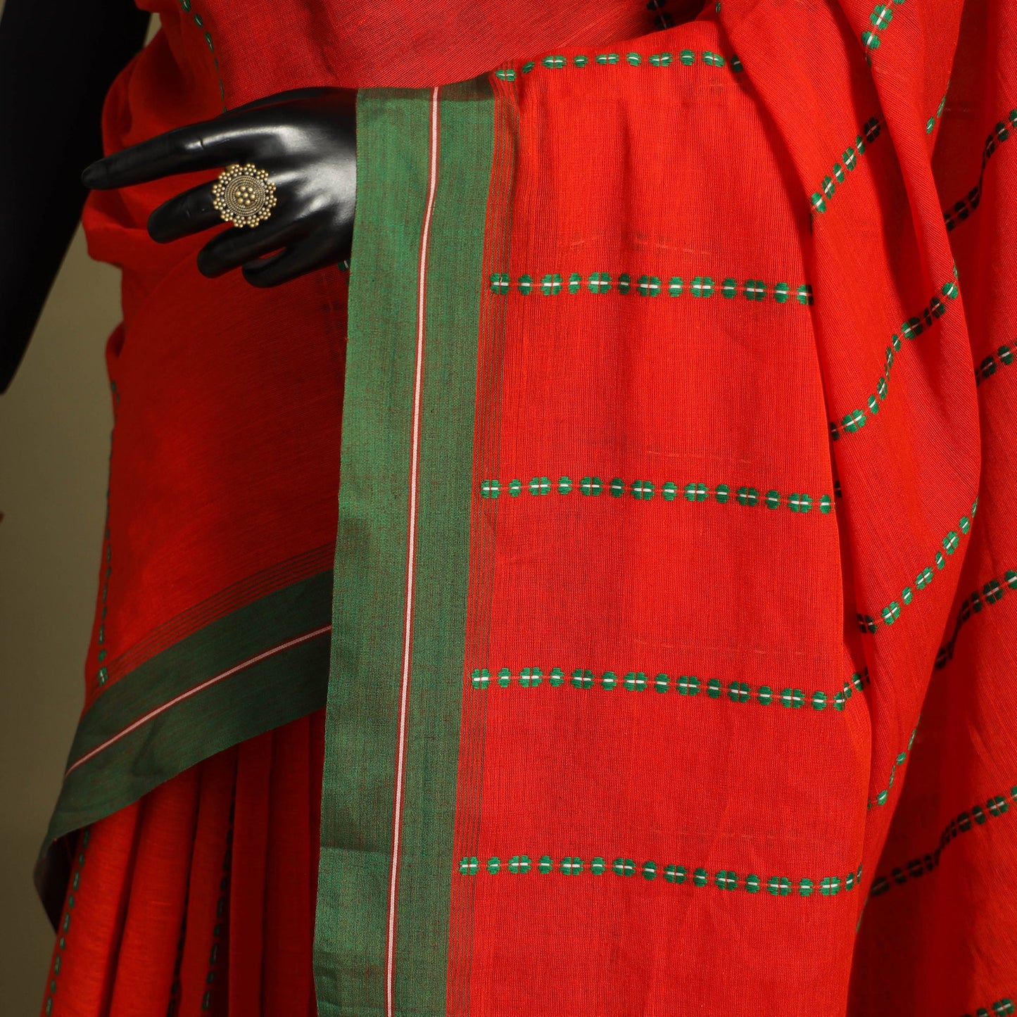 Red - handwoven cotton begumpuri saree 08 - handcrafted