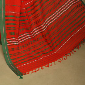 Red - handwoven cotton begumpuri saree 08 - handcrafted