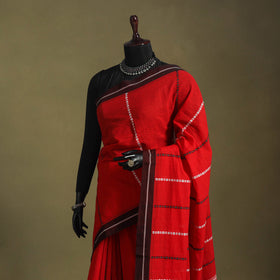 Red - handwoven cotton begumpuri saree 14 - handcrafted