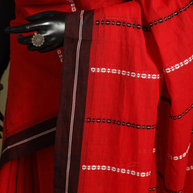 Red - handwoven cotton begumpuri saree 14 - handcrafted