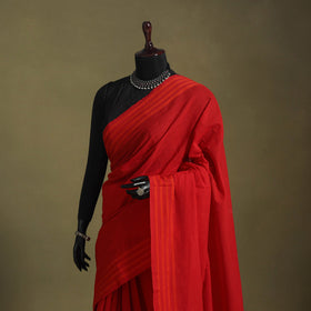 Red - handwoven cotton begumpuri saree 15 - handcrafted