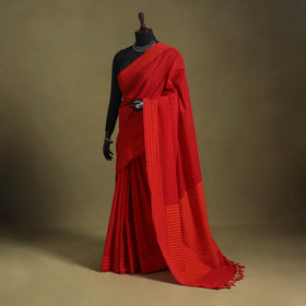 Red - handwoven cotton begumpuri saree 15 - handcrafted