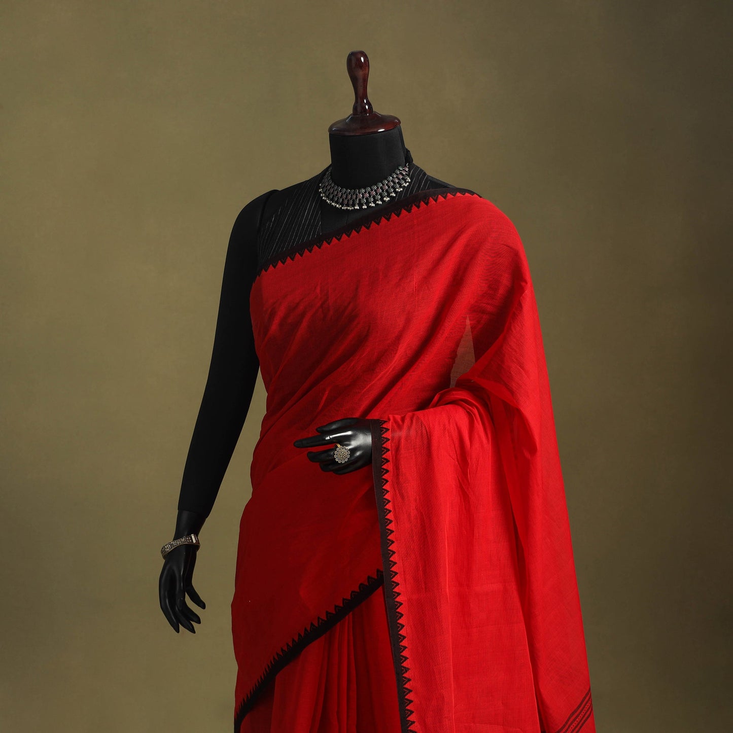 Red - handwoven cotton begumpuri saree 23 - handcrafted