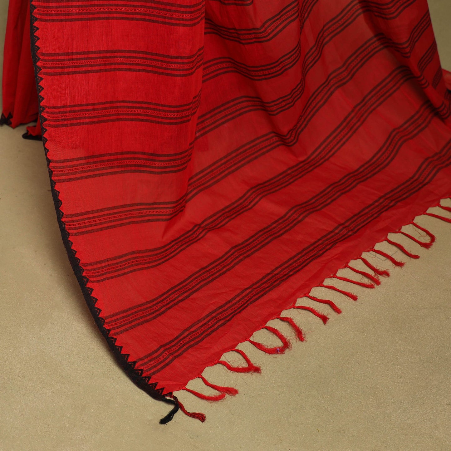 Red - handwoven cotton begumpuri saree 23 - handcrafted