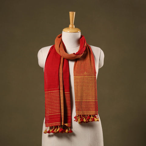 Red - handwoven kala cotton kutch bhujodi stole 14