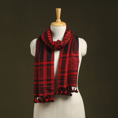 Red - handwoven merino wool kutch bhujodi stole 20