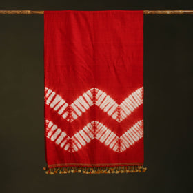 Red - handwoven merino wool tie-dye shibori stole 11