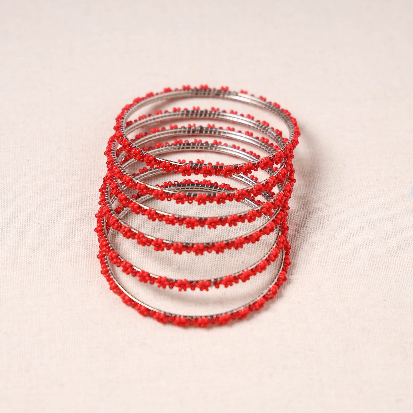 Buy Hapur Flower Beadwork Bangles by Aagaz (Set of 6) Online