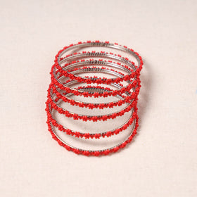 Buy Hapur Flower Beadwork Bangles by Aagaz (Set of 6) Online