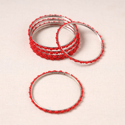 Buy Hapur Flower Beadwork Bangles by Aagaz (Set of 6) Online