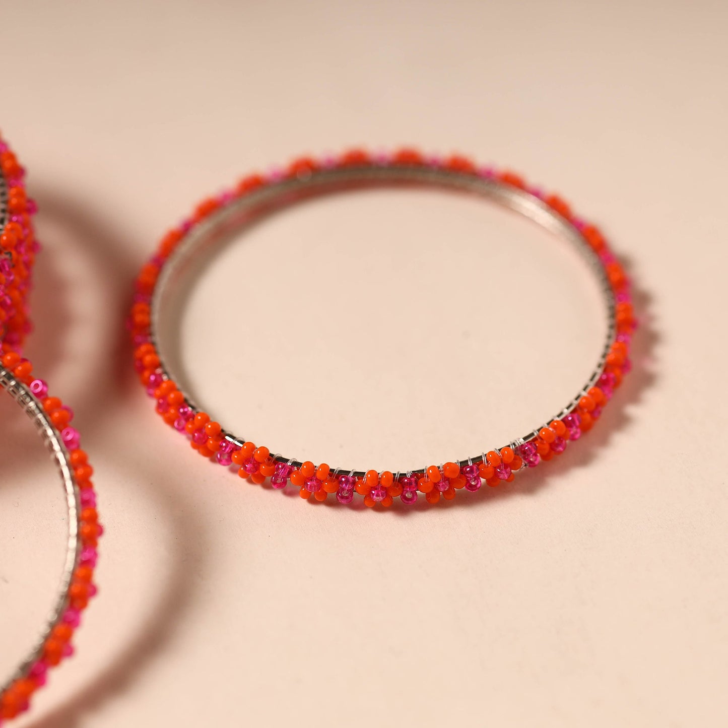 Red - hapur flower beadwork bangles by aagaz (set of 6) 11