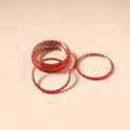 Red - hapur flower beadwork bangles by aagaz (set of 6) 11