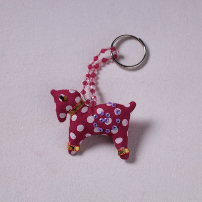 Red Handcrafted Fab Art & Beadwork Keychain