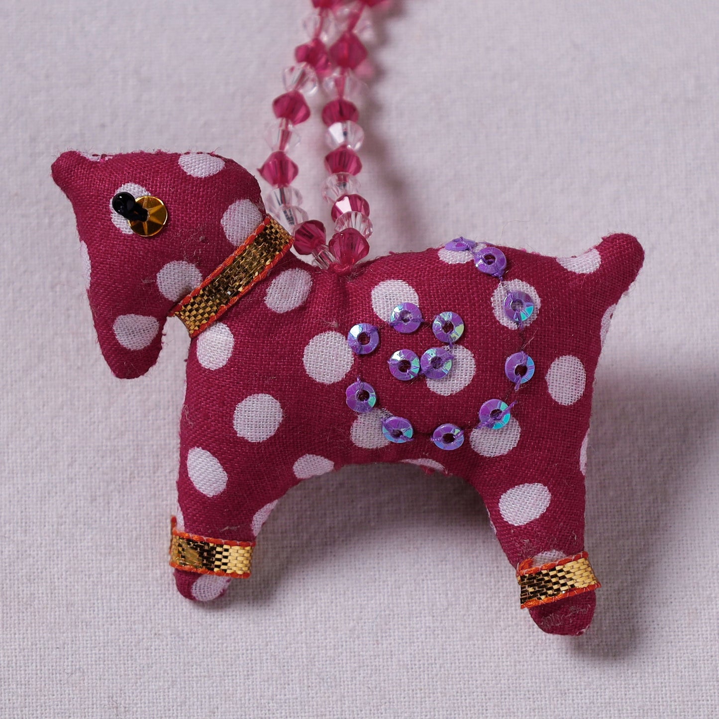 Red Handcrafted Fab Art & Beadwork Keychain