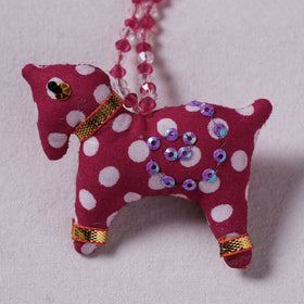 Red Handcrafted Fab Art & Beadwork Keychain