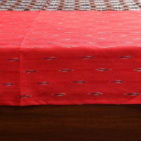 Red - ikat with modal silk patch cotton bedsheet set 36