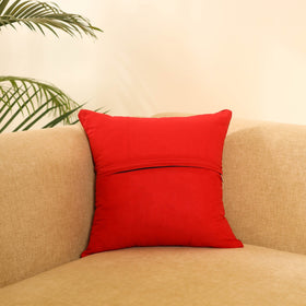 Red Ikat Cotton with Ajrakh Modal Silk Cushion Cover