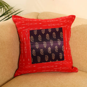  Red Ikat Cotton with Ajrakh Modal Silk Cushion Cover