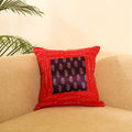  Red Ikat Cotton with Ajrakh Modal Silk Cushion Cover