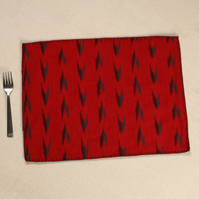  Red Ikat Cotton Hand Embroidery Table Mat (18 x 13 in) 04