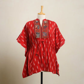Ikat Cotton Kaftan with Desert Thread Embroidery (Short)