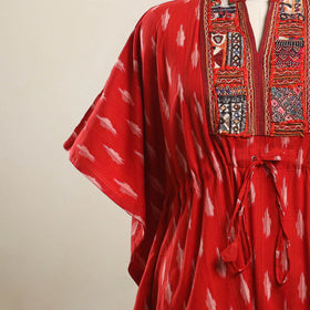 Ikat Cotton Kaftan with Desert Thread Embroidery (Short)