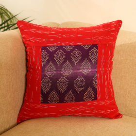Buy Red Ikat Cotton with Ajrakh Modal Silk Cushion Cover