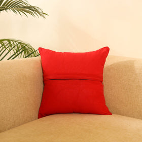 Buy Red Ikat Cotton with Ajrakh Modal Silk Cushion Cover