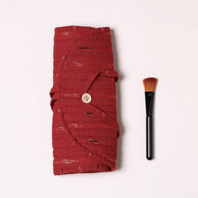  Ikat Fabric Multipurpose Segmented Make-up Brush Wrap Pouch/Case 