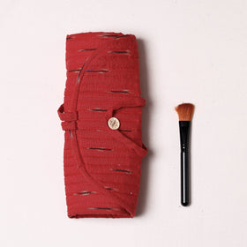  Ikat Fabric Multipurpose Segmented Make-up Brush Wrap Pouch/Case 