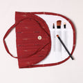  Ikat Fabric Multipurpose Segmented Make-up Brush Wrap Pouch/Case 