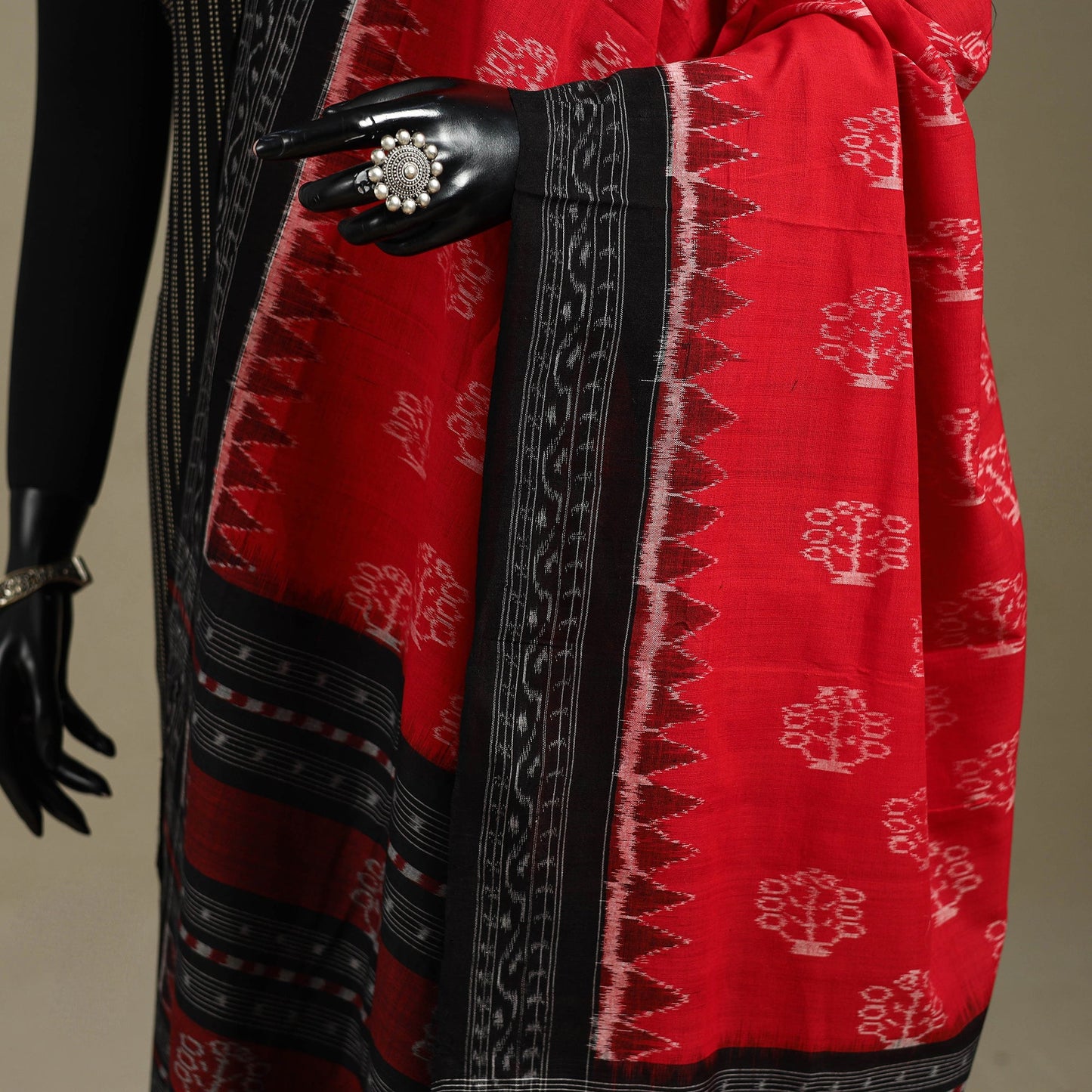 Red - ikat handloom cotton sambalpuri dupatta 11