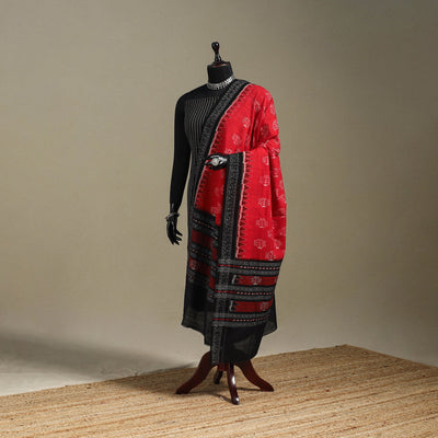Red - ikat handloom cotton sambalpuri dupatta 11