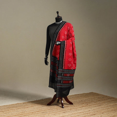 Red - ikat handloom cotton sambalpuri dupatta 11