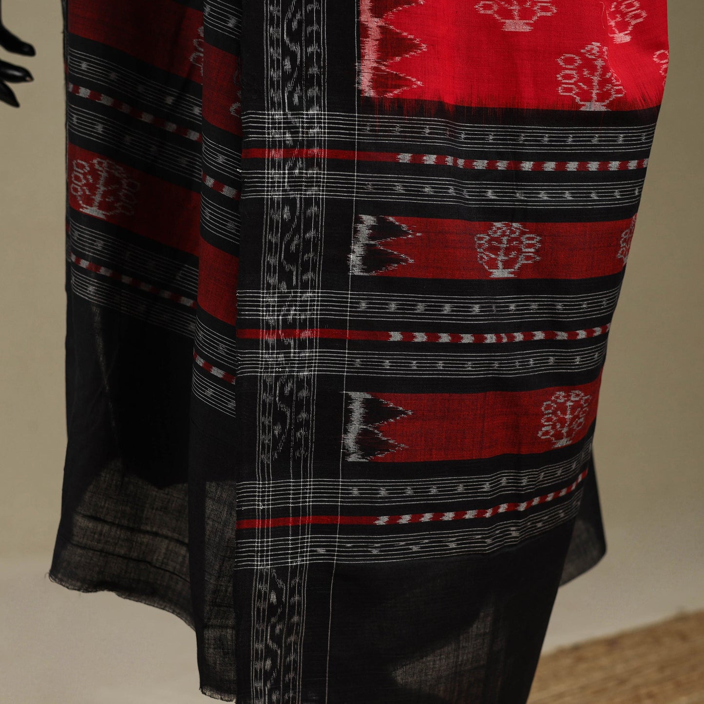 Red - ikat handloom cotton sambalpuri dupatta 11